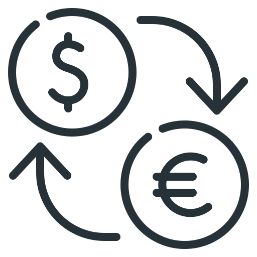 Dollar, euro, exchange, finance, money, money exchange icon